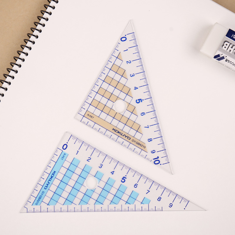 KOKUYO Triangle Ruler Set for Exams, Drawing, Measurement, Student Stationery, T...