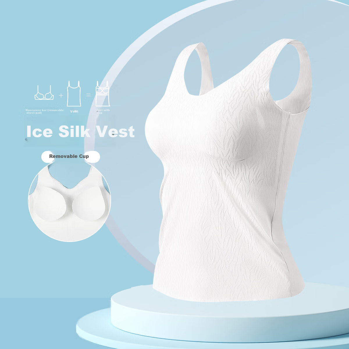 Hodo Ice Silk Jacquard Camisole with Chest Pad for Women, Breathable and Stylish...