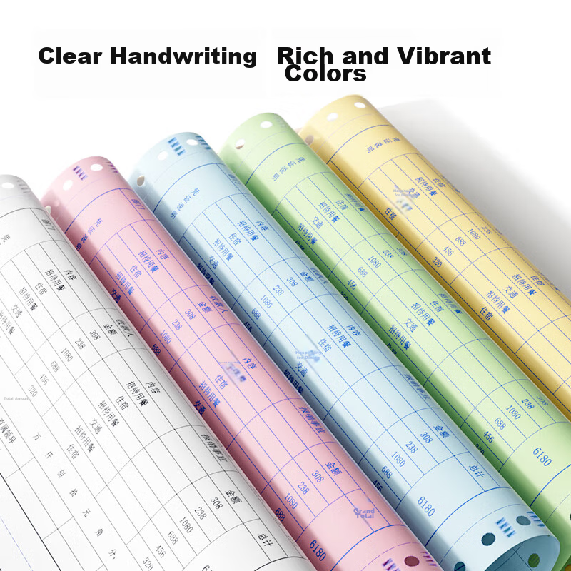 Deli Mint Sea Needle-Style Printing Paper, Four-Part Three-Equal, Perforated Edg...