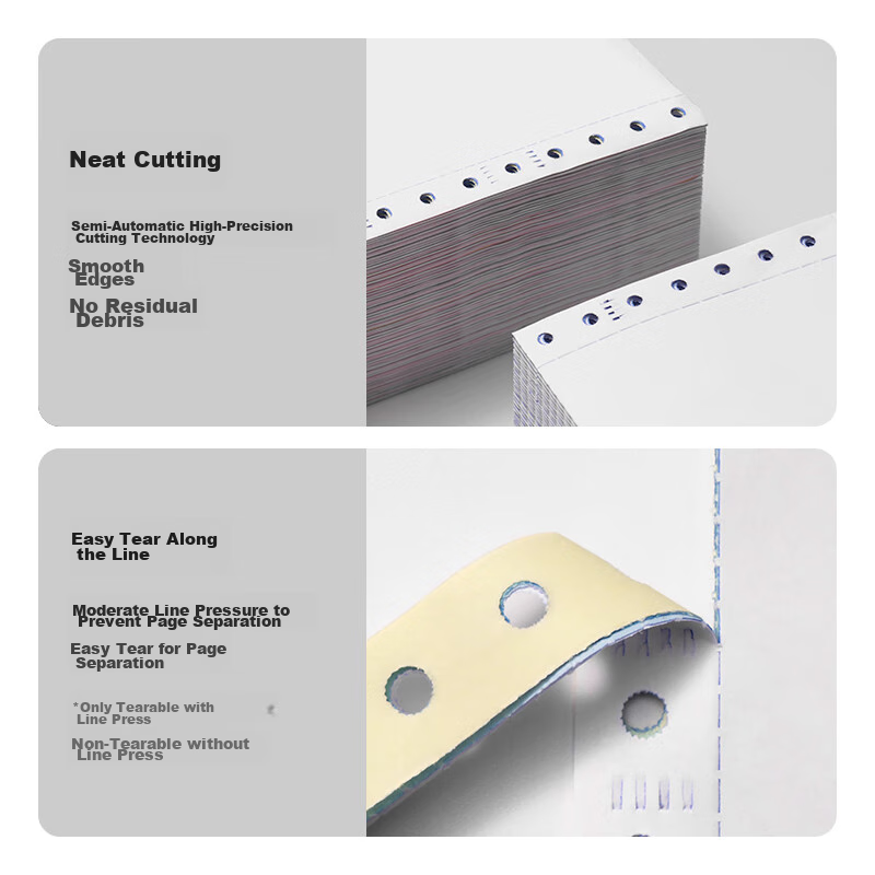 Deli Mint Sea Needle-Style Printing Paper, Four-Part Three-Equal, Perforated Edg...