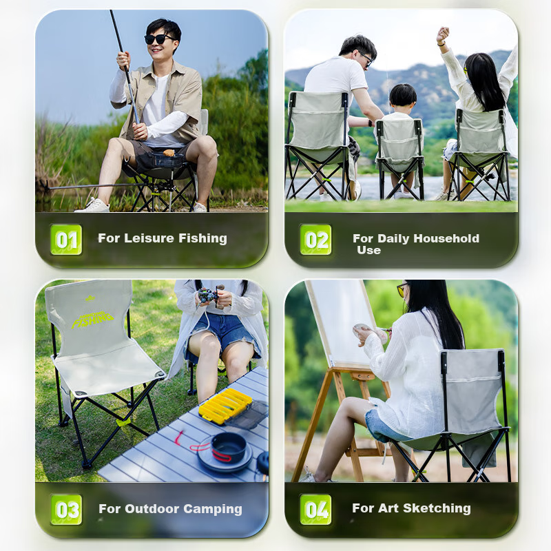 Han Ding Lightweight Outdoor Folding Fishing Chair Camping Backrest Multi-functi...