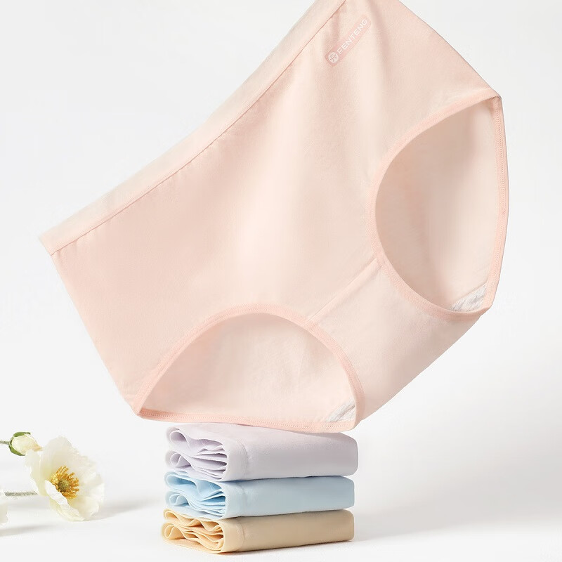 Fenteng Women's Underwear, Pure Cotton, 7A Antibacterial, 4-Pack, Spring New Sty...