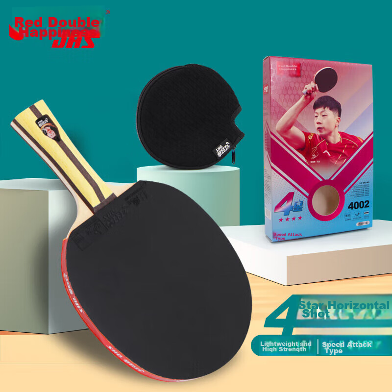 DHS Kuangbiao Four-Star Table Tennis Racket, Penhold Grip H4002, Single Racket w...