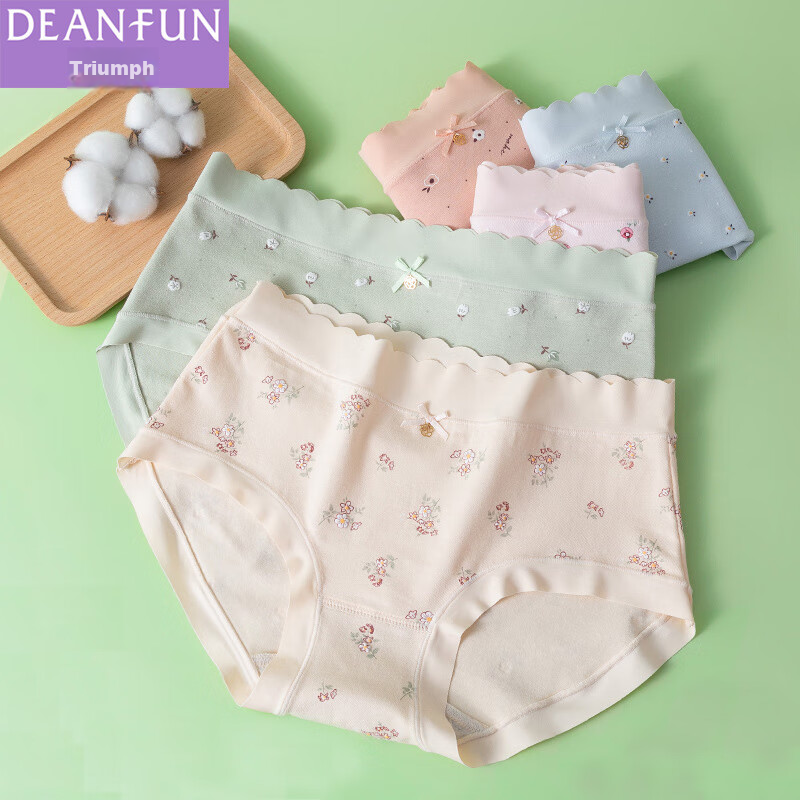 Deanfun Women's Underwear, 95% Cotton, Sexy Lace, Mid-Rise, Seamless, Printed Wo...