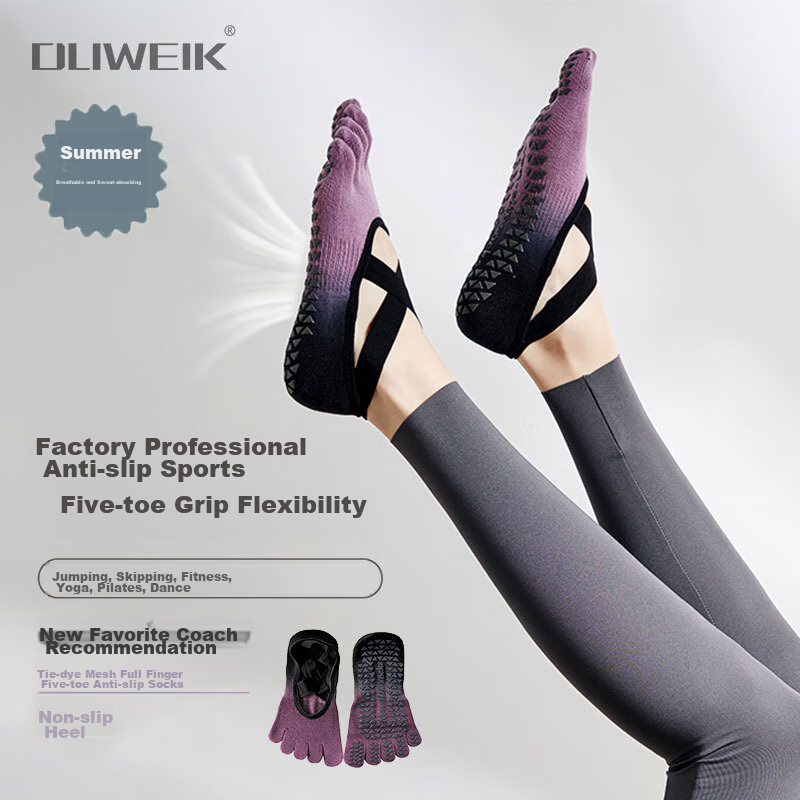 Duweike Yoga Socks, Non-Slip Sports Pilates Socks, Toe-Separated Five-Toe Profes...