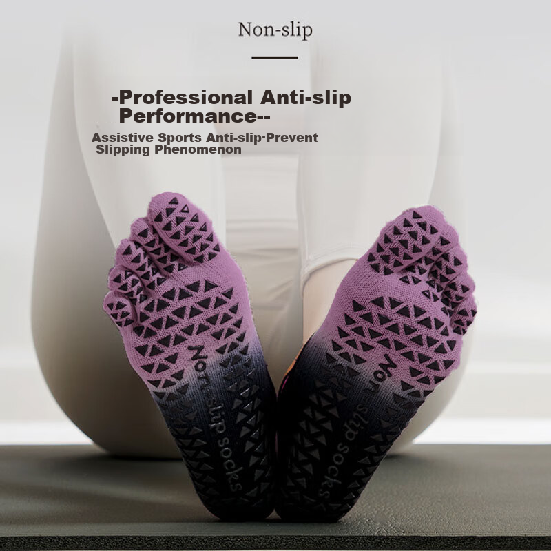Duweike Yoga Socks, Non-Slip Sports Pilates Socks, Toe-Separated Five-Toe Profes...