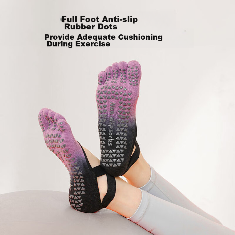 Duweike Yoga Socks, Non-Slip Sports Pilates Socks, Toe-Separated Five-Toe Profes...