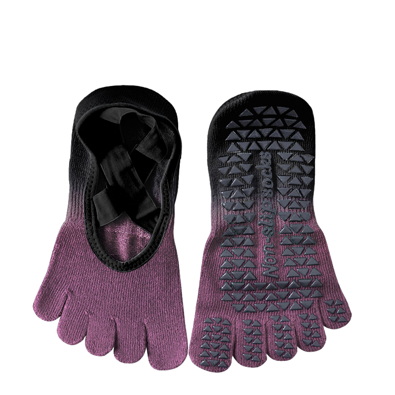 Duweike Yoga Socks, Non-Slip Sports Pilates Socks, Toe-Separated Five-Toe Profes...