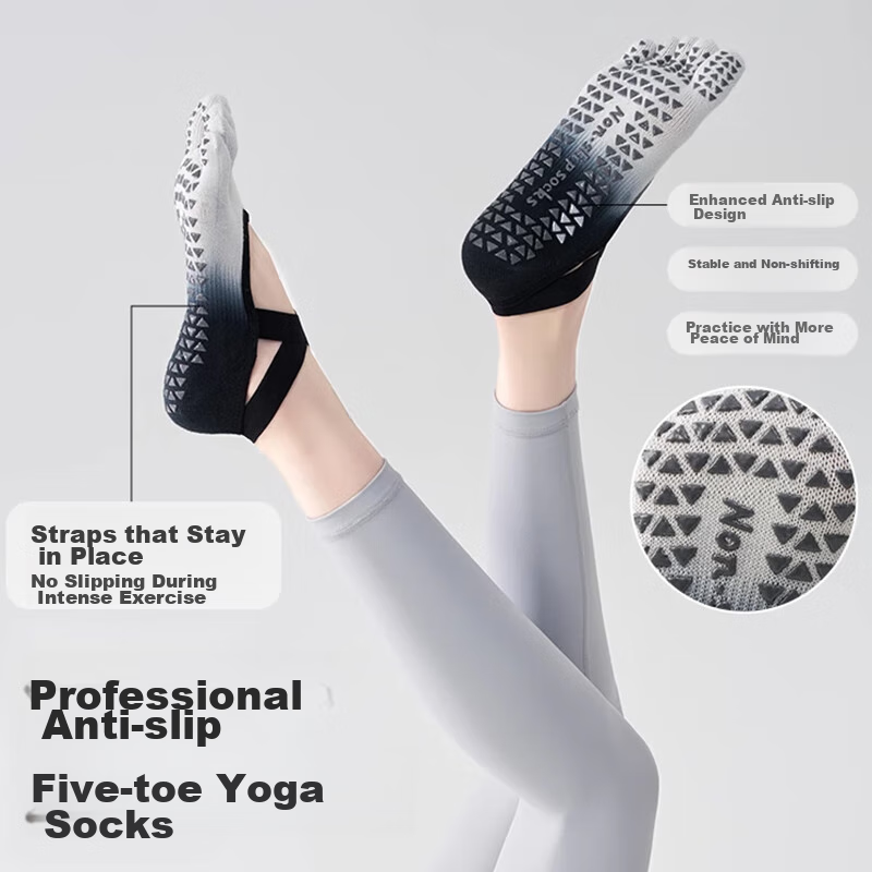 Duweike Yoga Socks, Non-Slip Sports Pilates Socks, Toe-Separated Five-Toe Profes...