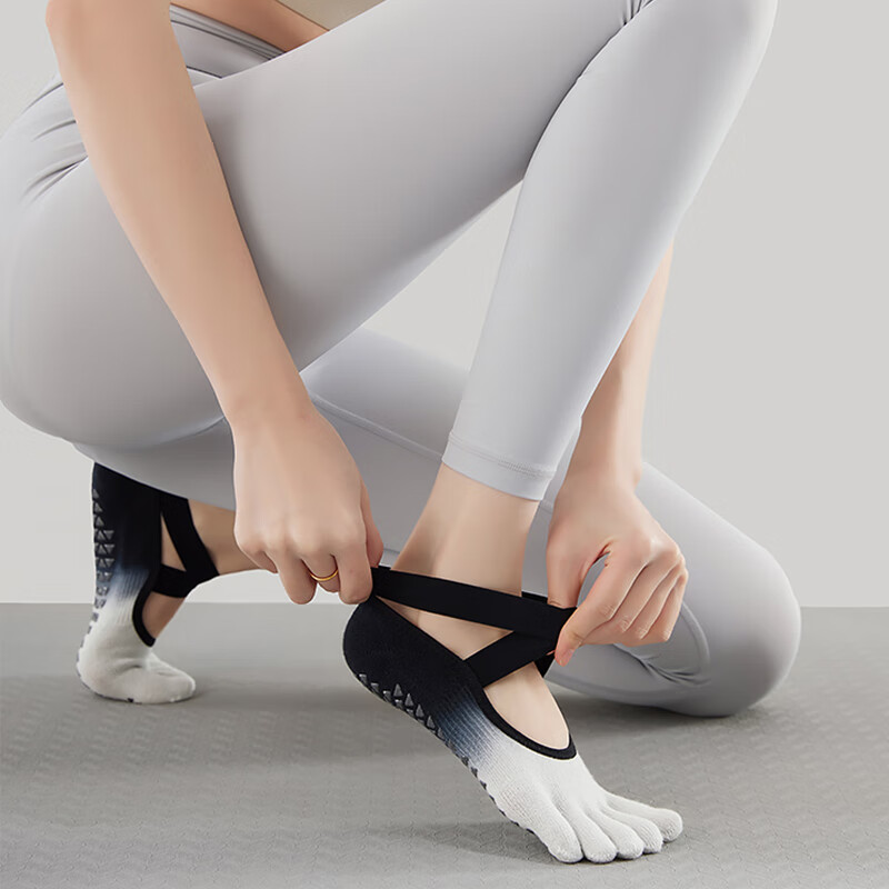 Duweike Yoga Socks, Non-Slip Sports Pilates Socks, Toe-Separated Five-Toe Profes...