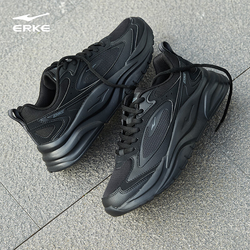 ERKE Men's Casual Shoes Breathable Leather Mesh Lightweight Sports Shoes Men's L...