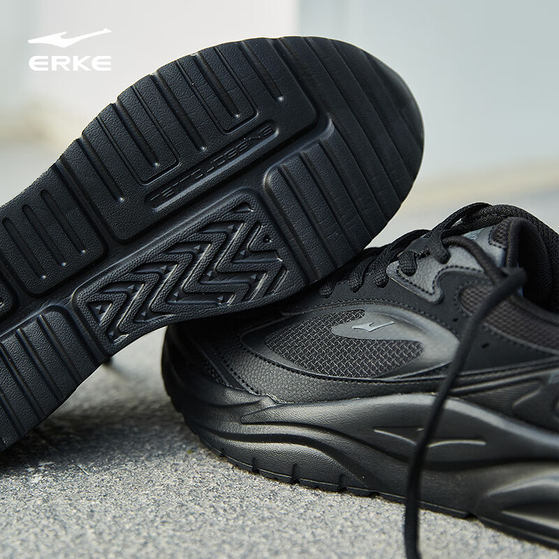 ERKE Men's Casual Shoes Breathable Leather Mesh Lightweight Sports Shoes Men's L...