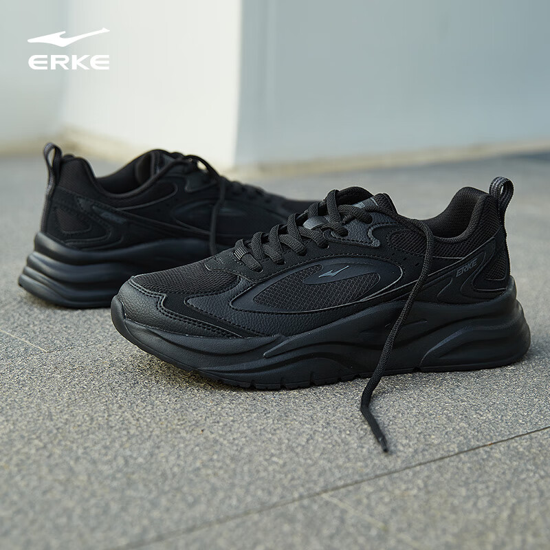 ERKE Men's Casual Shoes Breathable Leather Mesh Lightweight Sports Shoes Men's L...