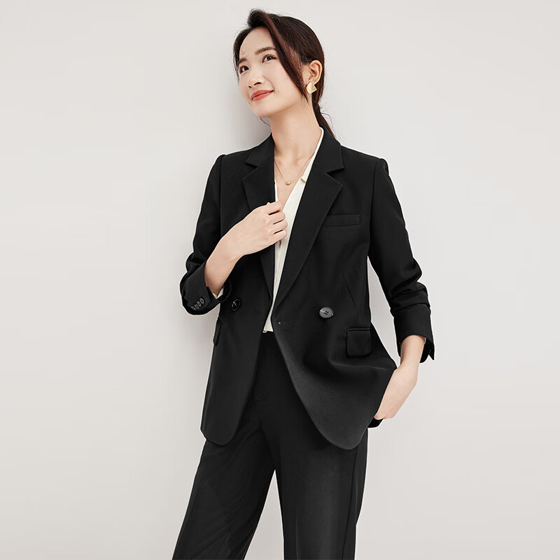 Fan Qin Elegant Suit for Women with Two-Button Coat and Wide Leg Trousers Set 44...