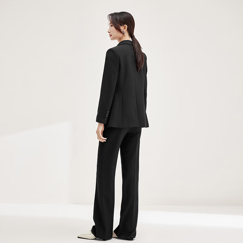 Fan Qin Elegant Suit for Women with Two-Button Coat and Wide Leg Trousers Set 44...