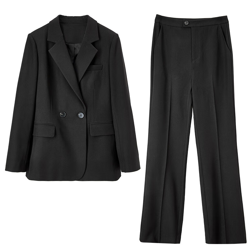 Fan Qin Elegant Suit for Women with Two-Button Coat and Wide Leg Trousers Set 44...