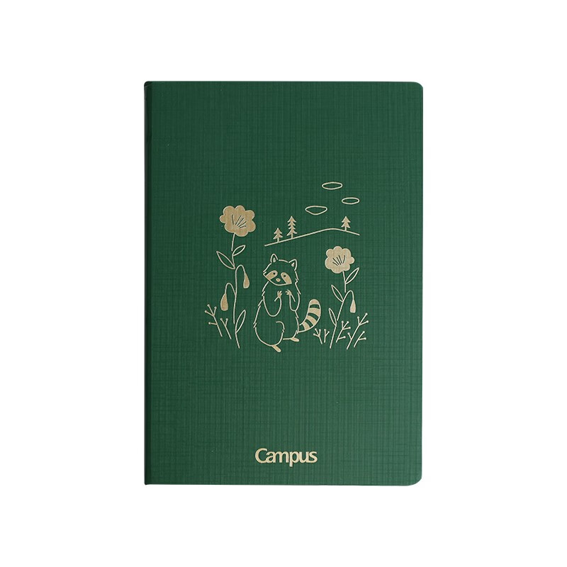 KOKUYO Campus Wirebound Hardcover Notebook, 100 Pages, 8mm Ruled, Raccoon Green,...
