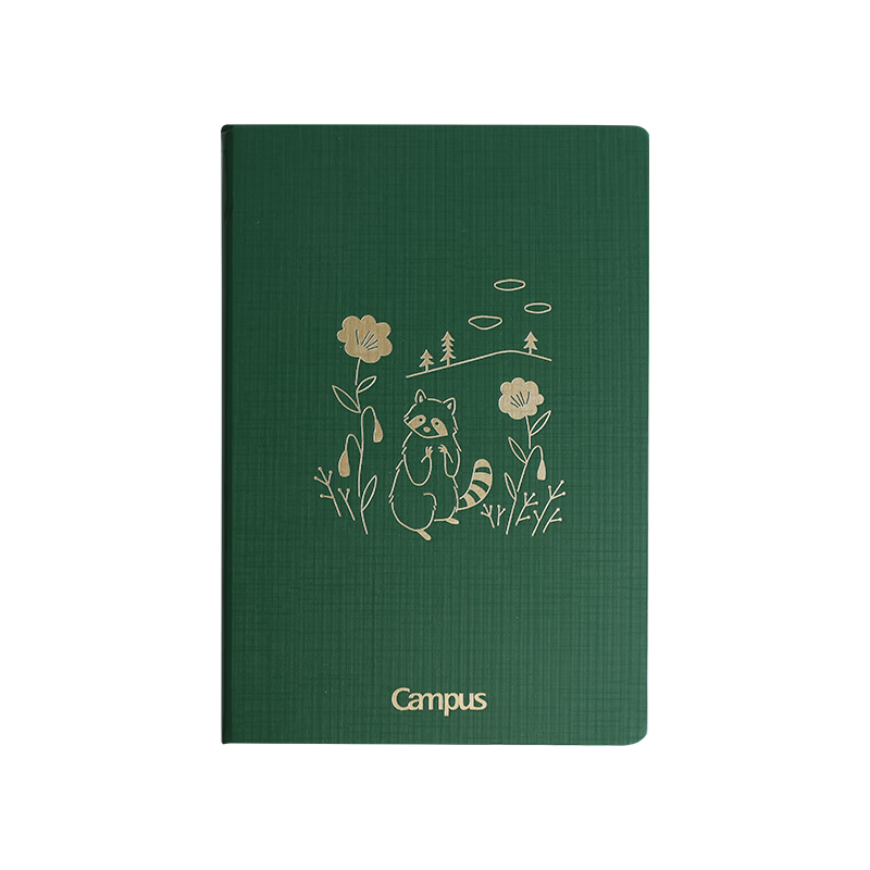 KOKUYO Campus Wirebound Hardcover Notebook, 100 Pages, 8mm Ruled, Raccoon Green,...