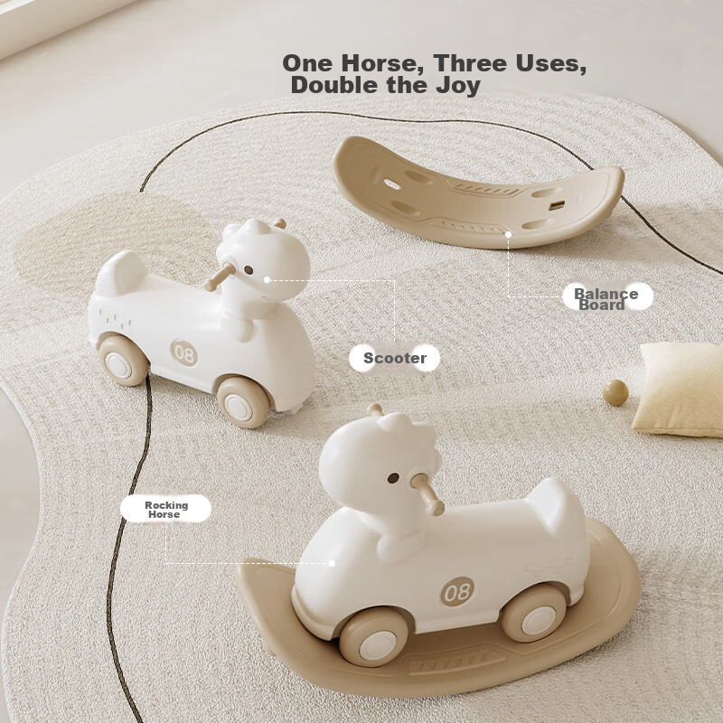 Habishu Children's Rocking Horse, Wooden Horse Gliding Scooter, Balance Board To...