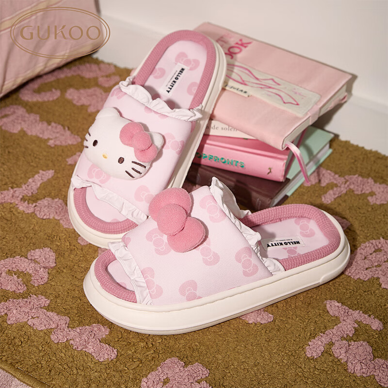 Gukoo (Gukoo) Women's Spring/Summer HelloKitty Co-branded New Thick-soled Home S...