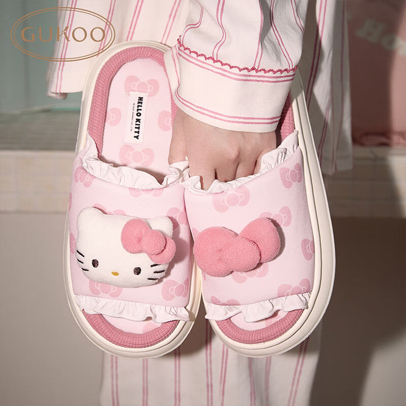 Gukoo (Gukoo) Women's Spring/Summer HelloKitty Co-branded New Thick-soled Home S...