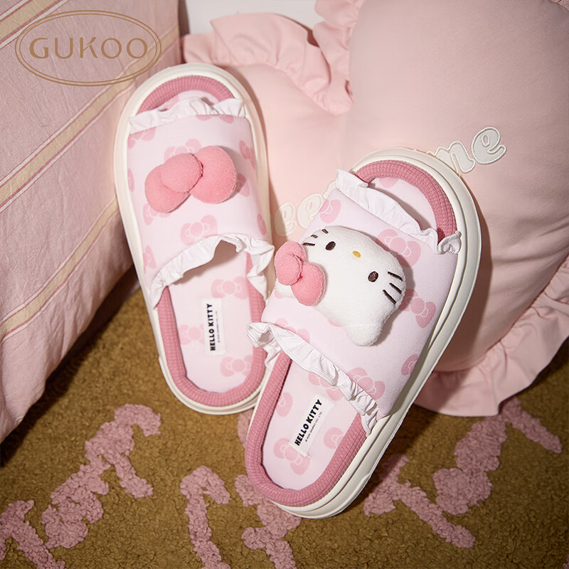 Gukoo (Gukoo) Women's Spring/Summer HelloKitty Co-branded New Thick-soled Home S...