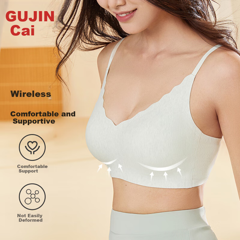 GUJIN (GUJIN) Seamless Women's Bralette with Push-Up, Wire-Free, One Size Fits A...