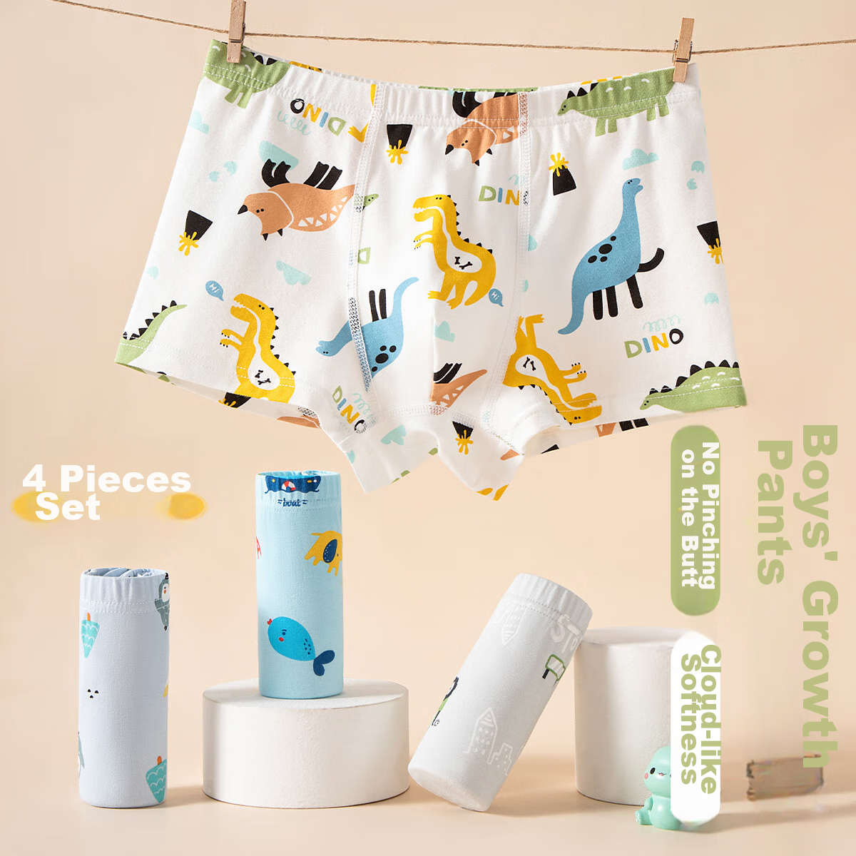 Fentengcare Children's Underwear, Pure Cotton Antibacterial Crotch, Boys' And Te...