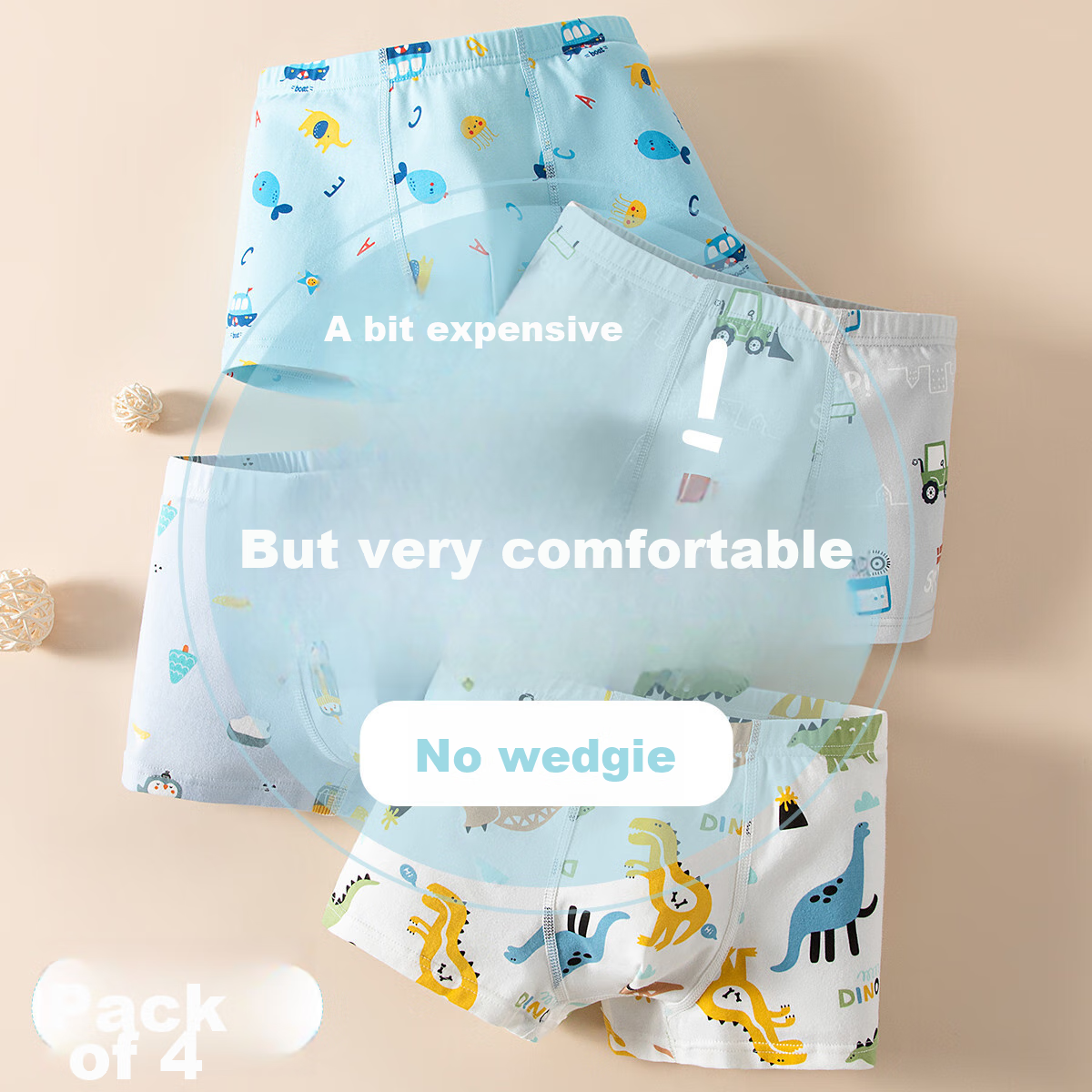 Fentengcare Children's Underwear, Pure Cotton Antibacterial Crotch, Boys' And Te...