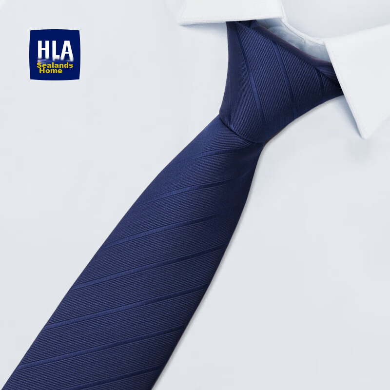 HLA (Hailanzhi Jia) Men's Hand-Tied Blue Striped Tie, High-End Wedding Groom Gro...