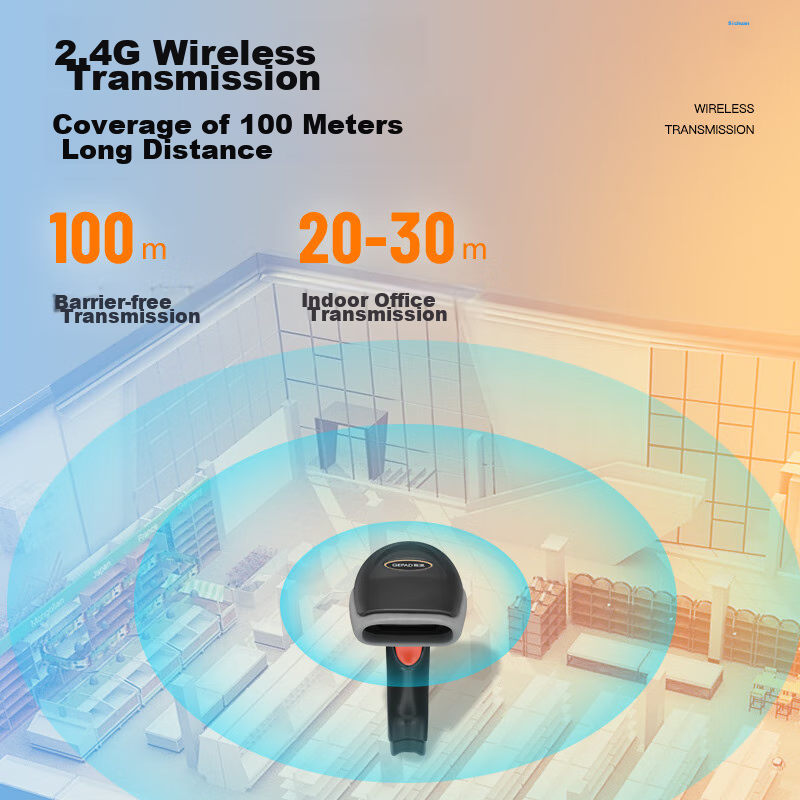 Gepai Barcode Scanner, Wireless Barcode Scanning Gun, Barcode Scanner for QR Cod...