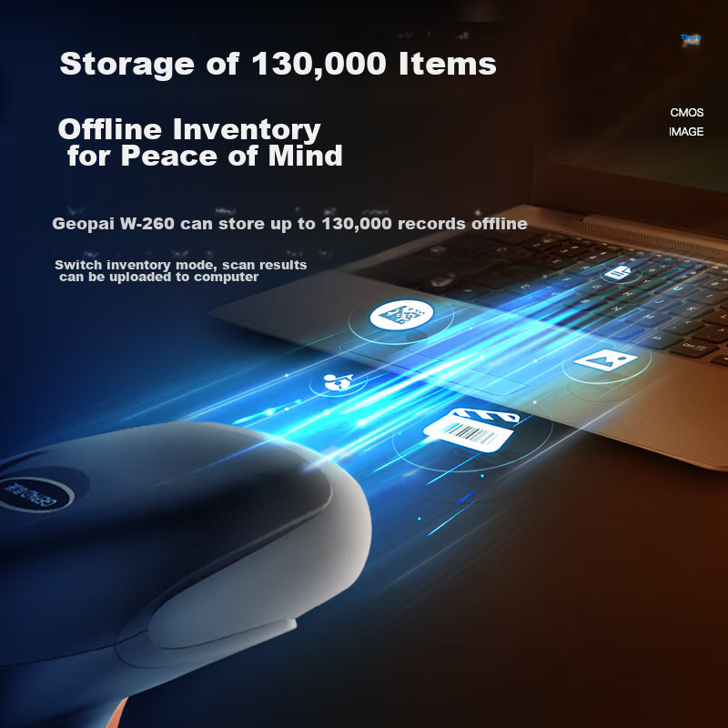 Gepai Barcode Scanner, Wireless Barcode Scanning Gun, Barcode Scanner for QR Cod...