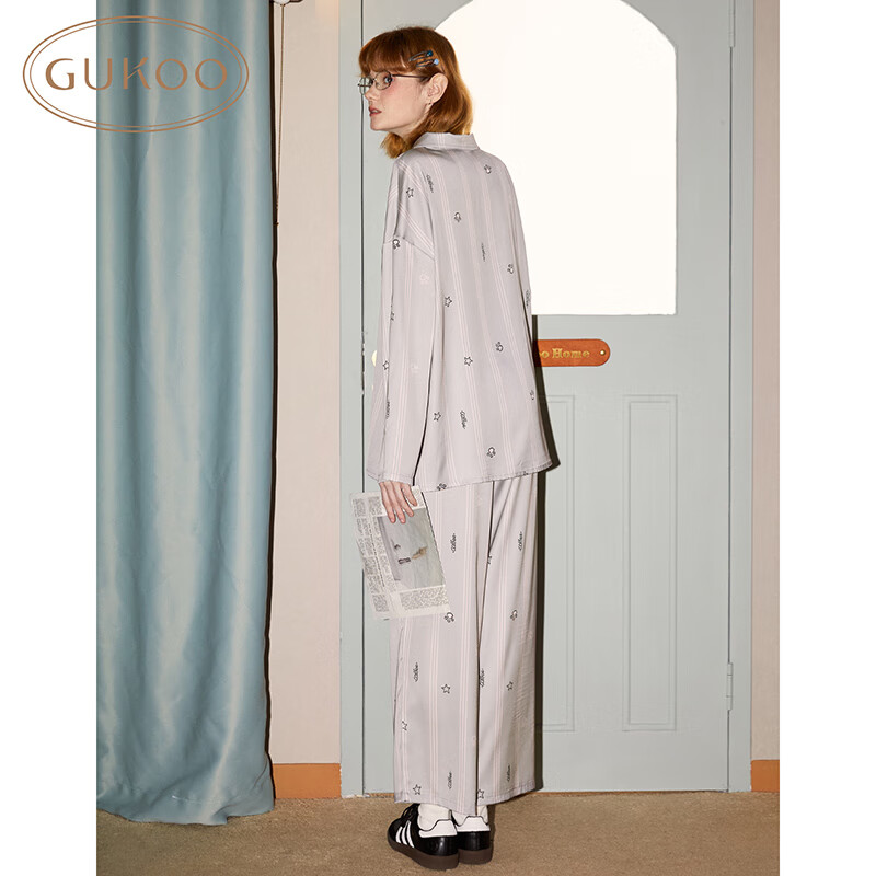 Gukoo (Gukoo) Women's Spring and Autumn Pajamas IP Joint Name Cartoon Series Mar...