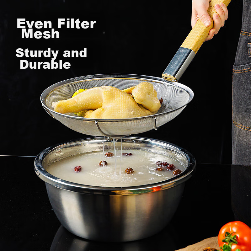 Guangyi Large Strainer, Stainless Steel Colander, Ultra-Fine Mesh, Commercial Fi...