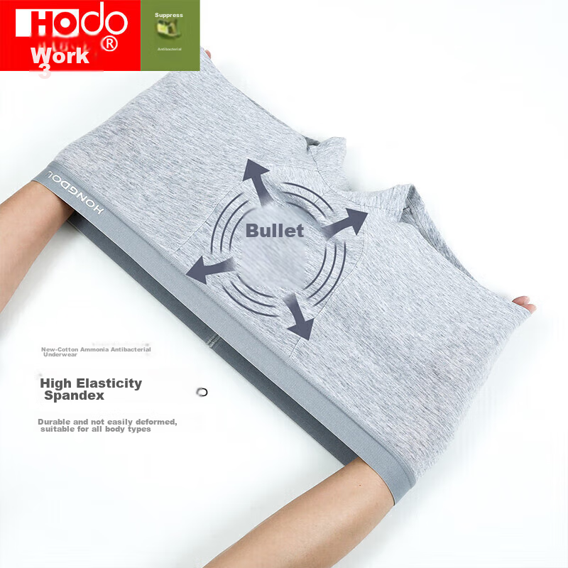 Hongdou Men's Antibacterial Boxer Briefs, Solid Color Soft Cotton Seamless Short...