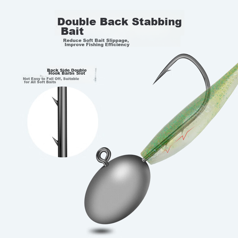 King Lure Micro Jig Hook with Double Barbs, Small Hook Shape 3X Reinforced, for...