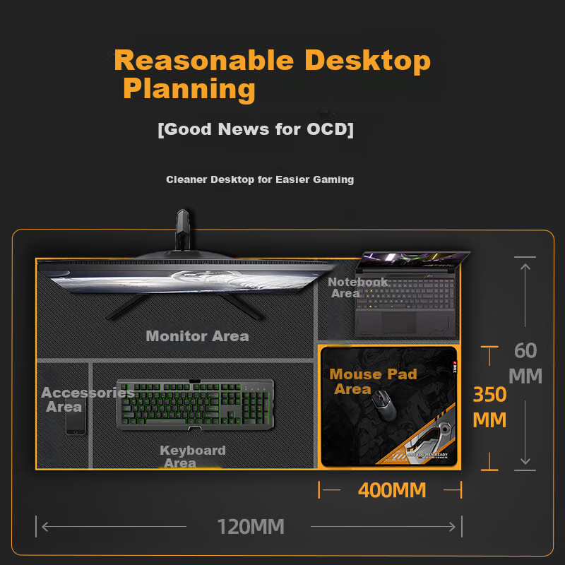 Heigushi High Density Fiber Gaming Mouse Pad 400×350×4mm Small Size Edge-Locked...