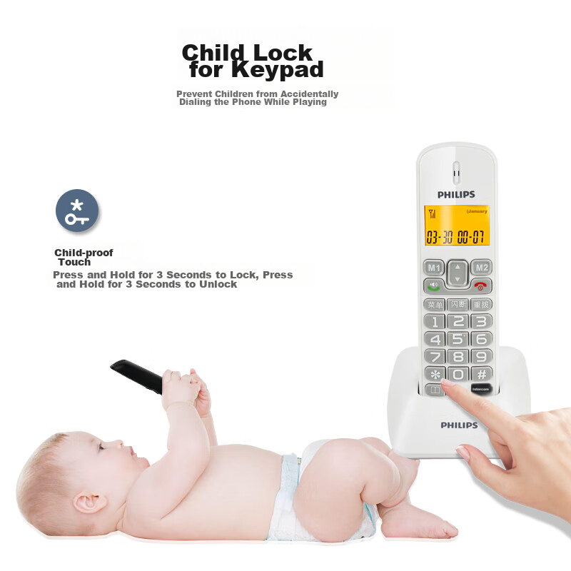 Philips Cordless Telephone, Wireless Landline, Parent-Child Handset, for Office...