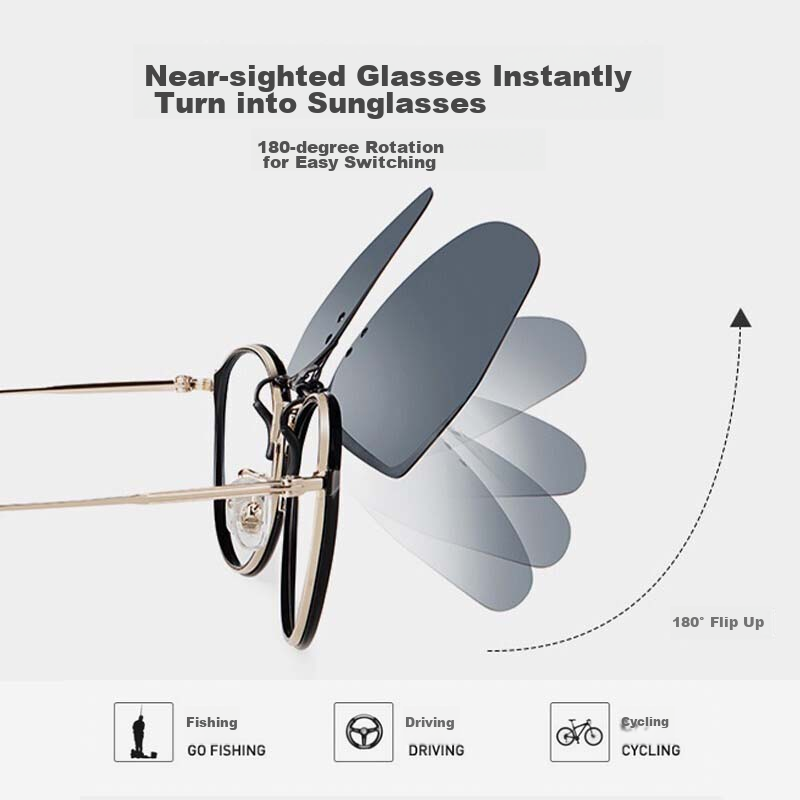 Helen Keller sunglasses clip-on for men and women, geometric large frame clip-on...