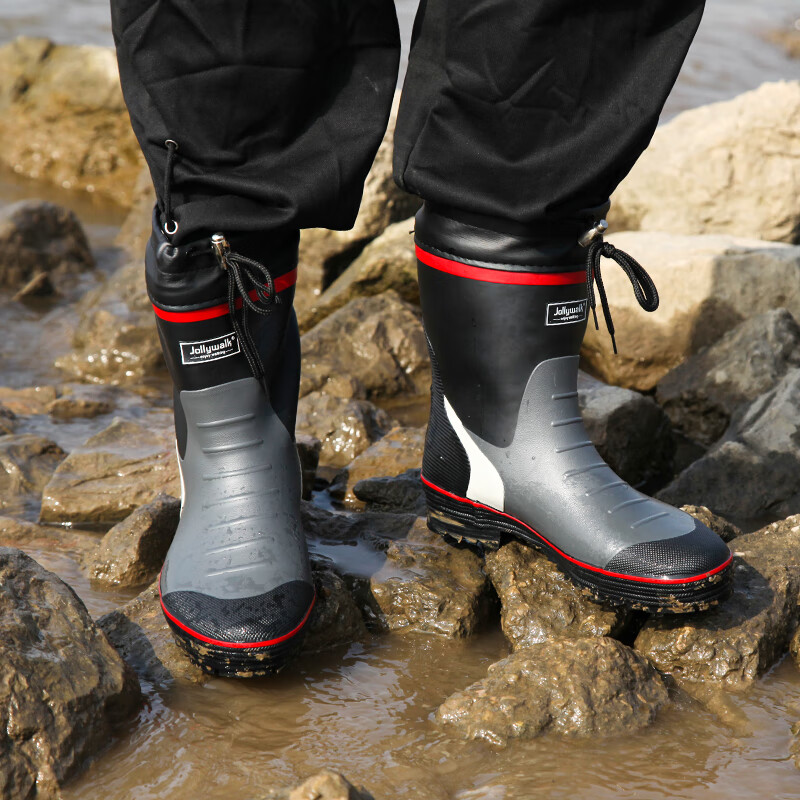 Jolly Walk Men's Mid-Calf Rain Boots Fishing Waterproof Shoe Covers Rubber Tube...