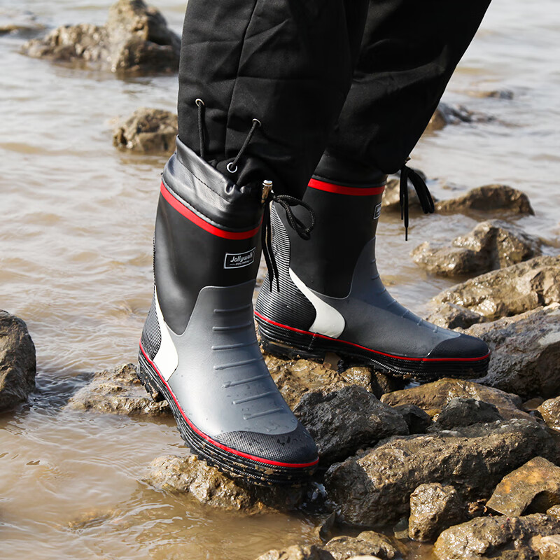 Jolly Walk Men's Mid-Calf Rain Boots Fishing Waterproof Shoe Covers Rubber Tube...