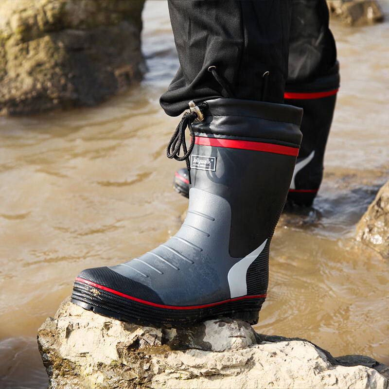 Jolly Walk Men's Mid-Calf Rain Boots Fishing Waterproof Shoe Covers Rubber Tube...