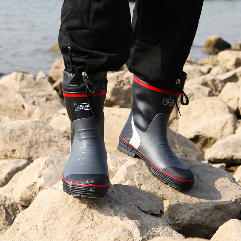 Jolly Walk Men's Mid-Calf Rain Boots Fishing Waterproof Shoe Covers Rubber Tube...