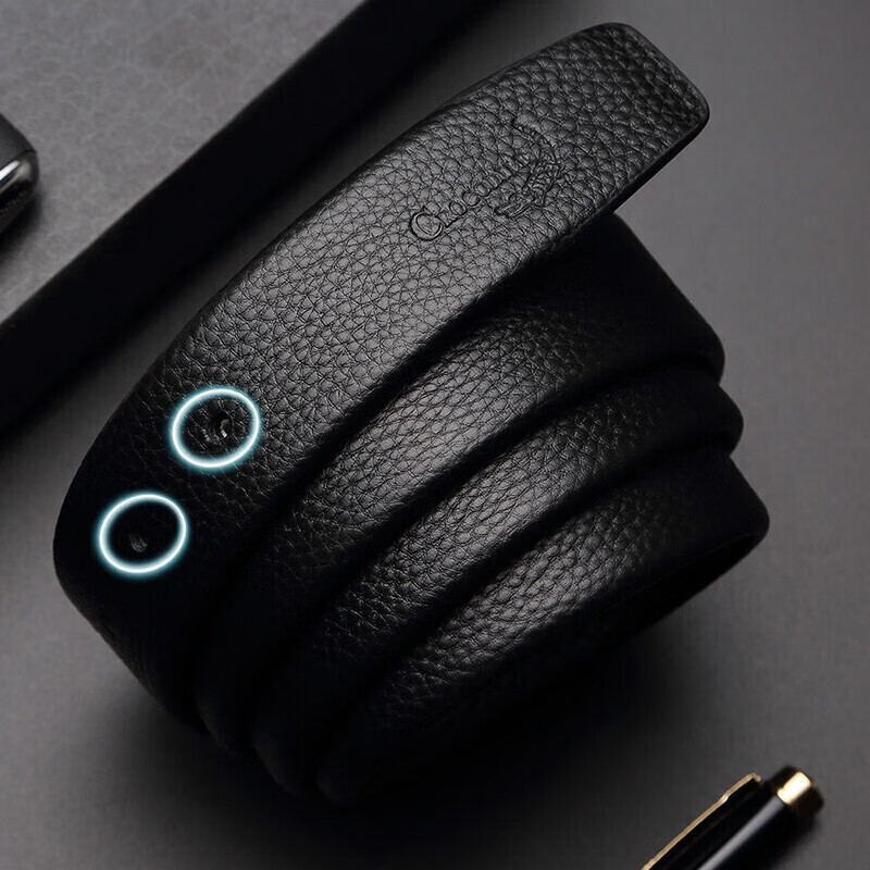 Crocodile Leather Belt for Men, Top-Grain Cowhide, No Pin Buckle, Belt with Hole...