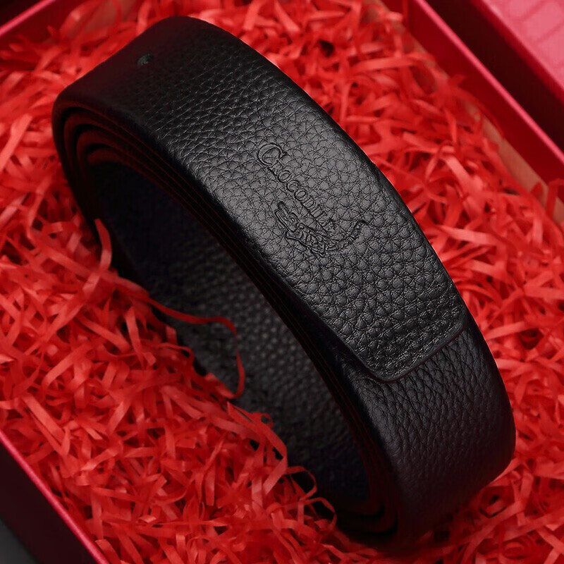 Crocodile Leather Belt for Men, Top-Grain Cowhide, No Pin Buckle, Belt with Hole...