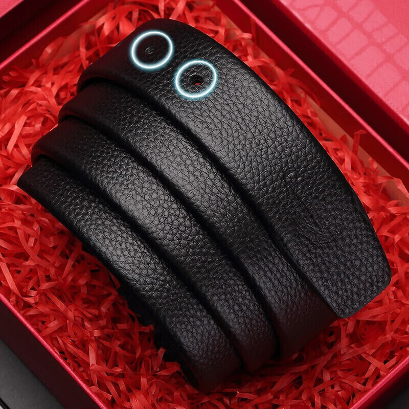 Crocodile Leather Belt for Men, Top-Grain Cowhide, No Pin Buckle, Belt with Hole...