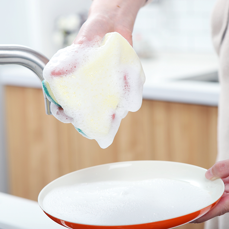 Fangcaodi Waist-Shaped Sponge Scouring Pad, Kitchen Dish And Pot Scrubber, Non-S...