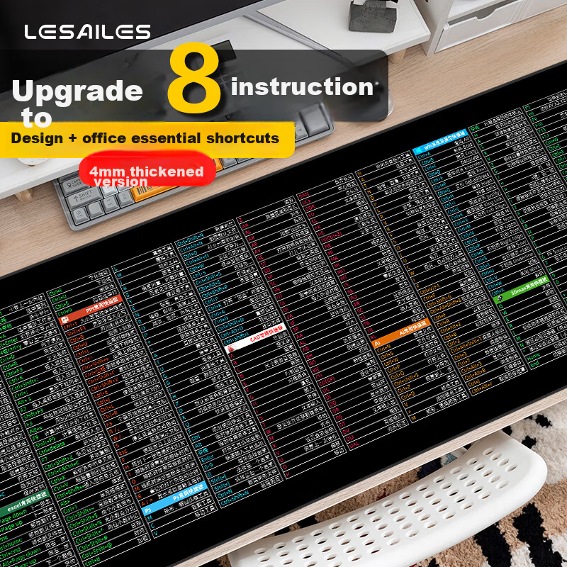 Feidun LESAILES Keyboard Shortcuts, Complete E-Sports Gaming Mouse Pad Large Siz...