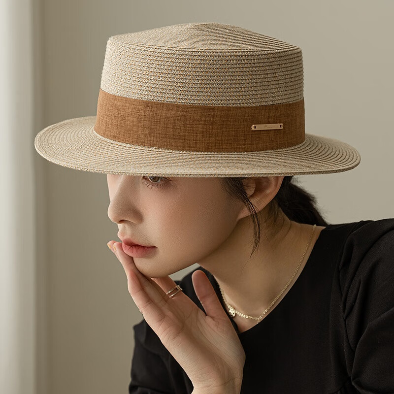 FANCET Flat Top Straw Hat Women Summer Sun Hat UV Protection Beach Sun Hat Straw...