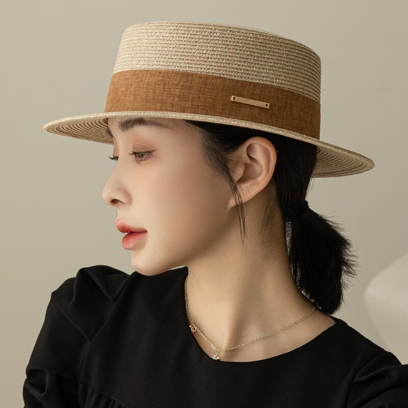 FANCET Flat Top Straw Hat Women Summer Sun Hat UV Protection Beach Sun Hat Straw...